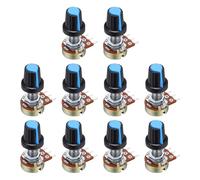 sourcing map 10Set WH148 B50K Ohm Potentiometer Kit, 3Pins Variable Resistors Single Linear Taper Rotary Potentiometer with Blue Rotary Knobs and Nuts, Washers