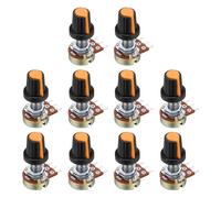 sourcing map 10Set WH148 B50K Ohm Potentiometer Kit, 3Pins Variable Resistors Single Linear Taper Rotary Potentiometer with Orange Rotary Knobs and Nuts, Washers
