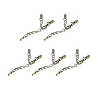 sourcing map 10Sets 3mm Leather Cord End Caps with Lobster Clasps & Extender Chain for DIY Making Bracelets, Bronze Tone