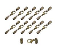 sourcing map 10Sets 4mm Leather Cord End Caps with Lobster Claw Clasps, Barrel Terminators for DIY Making Leather Bracelets, Bronze Tone