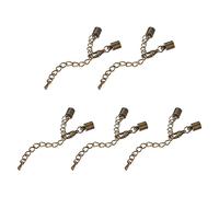 sourcing map 10Sets 5mm Leather Cord End Caps with Lobster Clasps & Extender Chain for DIY Making Bracelets, Bronze Tone