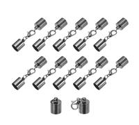 sourcing map 10Sets 9mm Leather Cord End Caps with Lobster Claw Clasps, Barrel Terminators for DIY Making Leather Bracelets, Metallic Black