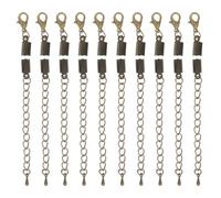 sourcing map 10Sets Fold Over Cord Ends, 4mm Terminators Crimp Cap Clasp Tips with Lobster Claw Clasps and Extension Chain for Leather DIY Craft Making Necklace Bracelet, Bronze