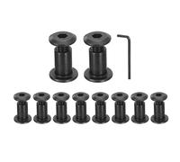 sourcing map 10Sets M6x10mm Hex Drive Socket Cap Bolt and M6x15mm Nuts with Hex Wrench, Furniture Connector Bolts and Screws for Furniture Countersunk Belt, Black