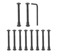 sourcing map 10Sets M6x65mm Hex Drive Socket Cap Bolt and M6x10mm Nuts with Hex Wrench, Furniture Connector Bolts and Screws for Furniture Countersunk Belt, Black