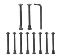 sourcing map 10Sets M6x70mm Hex Drive Socket Cap Bolt and M6x10mm Nuts with Hex Wrench, Furniture Connector Bolts and Screws for Furniture Countersunk Belt, Black