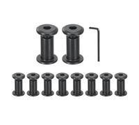 sourcing map 10Sets M8x12mm Hex Drive Socket Cap Bolt and M8x18mm Nuts with Hex Wrench, Furniture Connector Bolts and Screws for Furniture Countersunk Belt, Black