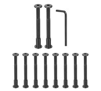 sourcing map 10Sets M8x90mm Hex Drive Socket Cap Bolt and M8x18mm Nuts with Hex Wrench, Furniture Connector Bolts and Screws for Furniture Countersunk Belt, Black