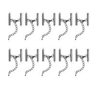 sourcing map 10Sets Slide on End Clasps with Lobster Claw Clasps & Extension Chain, 25mm Tube Slider Crimp Cord Ends for DIY Craft Making, Metallic Black