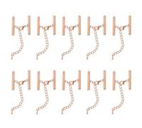 sourcing map 10Sets Slide on End Clasps with Lobster Claw Clasps & Extension Chain, 30mm Tube Slider Crimp Cord Ends for DIY Craft Making, Rose Gold