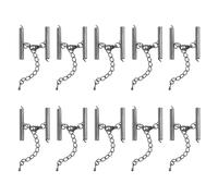 sourcing map 10Sets Slide on End Clasps with Lobster Claw Clasps & Extension Chain, 30mm Tube Slider Crimp Cord Ends for DIY Craft Making, Metallic Black