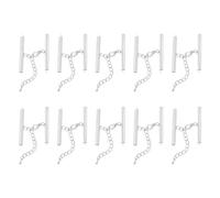 sourcing map 10Sets Slide on End Clasps with Lobster Claw Clasps & Extension Chain, 40mm Tube Slider Crimp Cord Ends for DIY Craft Making, Silver Tone