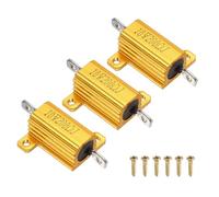 sourcing map 10W 200 ohm Aluminum Shell Resistor with Screws, 3 Pack Aluminum Housing Resistor Housed Case Wirewound Resistors Screw Tap Power Resistor for LED Turn Signal Doorbell, Gold