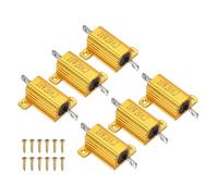 sourcing map 10W 20K ohm Aluminum Shell Resistor with Screws, 6 Pack Aluminum Housing Resistor Housed Case Wirewound Resistors Screw Tap Power Resistor for LED Turn Signal Doorbell, Gold