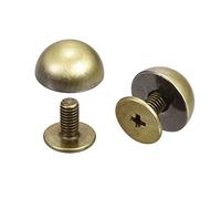sourcing map 10x6mm Screw Back Rivets Solid Round Head Leather Studs Spike Bronze Tone 10 Sets