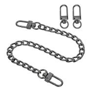 sourcing map 11.8" Flat Purse Chain Strap, Black Shoulder Straps Chains Metal Handbag Replacement Belt with 2 Pcs Metal Lobster Swivel Trigger Clips Style1 for Cross Body Wallet Bag