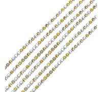 sourcing map 11 Yard 2mm Crystal Rhinestone Diamond Close Chain Trim Trimming Claw Cup Chain for Sewing, Crafts, DIY Jewelry Wedding Lemon Yellow Light Yellow