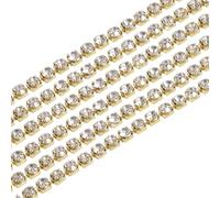 sourcing map 11 Yard 4mm Crystal Rhinestone Diamond Close Chain Trim Trimming Claw Cup Chain for Sewing, Crafts, DIY Jewelry Wedding Gold White