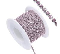 sourcing map 11 Yard Crystal Rhinestone Close Chain Trim, Crystal Rhinestone Diamond Strips for Jewelry Making, Rhinestone Bling Sewing Embellishments, Light Purple Rhinestone with Silver Base
