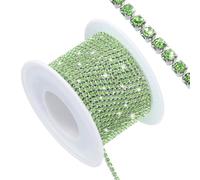 sourcing map 11 Yard Crystal Rhinestone Close Chain Trim, Crystal Rhinestone Diamond Strips for Jewelry Making, Rhinestone Bling Sewing Embellishments, Light Green Rhinestone with Silver Base