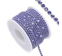 sourcing map 11 Yard Crystal Rhinestone Close Chain Trim, Crystal Rhinestone Diamond Strips for Jewelry Making, DIY, Rhinestone Bling Sewing Embellishments, Blue Rhinestone with Silver Base
