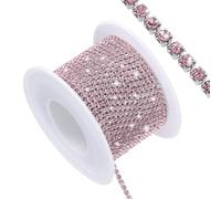 sourcing map 11 Yard Crystal Rhinestone Close Chain Trim, Light Pink | Crystal Rhinestone Diamond Strips,for Jewelry Making, Rhinestone Bling Sewing Embellishments,Rhinestone with Silver Base