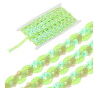 sourcing map 11 Yard Sequins Beaded Lace Trim 0.6 Inch Wave Sequin Braid Trim Strip Paillette Sequins Ribbon Trim for Crafts, Embellishments, DIY Sewing Costume Light Green
