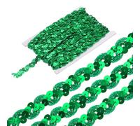 sourcing map 11 Yard Sequins Beaded Lace Trim 0.6 Inch Wave Sequin Braid Trim Strip Paillette Sequins Ribbon Trim for Crafts, Embellishments, DIY Sewing Costume Green