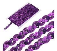 sourcing map 11 Yard Sequins Beaded Lace Trim 0.6 Inch Wave Sequin Braid Trim Strip Paillette Sequins Ribbon Trim for Crafts, Embellishments, DIY Sewing Costume Dark Purple