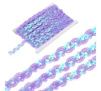 sourcing map 11 Yard Sequins Beaded Lace Trim 0.6 Inch Wave Sequin Braid Trim Strip Paillette Sequins Ribbon Trim for Crafts, Embellishments, DIY Sewing Costume Purple