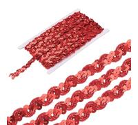 sourcing map 11 Yard Sequins Beaded Lace Trim 0.6 Inch Wave Sequin Braid Trim Strip Paillette Sequins Ribbon Trim for Crafts, Embellishments, DIY Sewing Costume Red