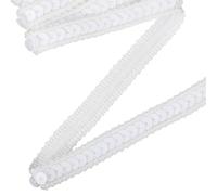 sourcing map 11 Yard Sequins Trim Ribbon 0.5 Inch Sequin Gimp Braid Trim Spangle Flat Sequins Paillette Fabric Flat Trims Strips for Crafts Sewing Clothes Home Party Decoration, Pure White