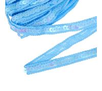 sourcing map 11 Yard Sequins Trim Ribbon 0.5 Inch Sequin Gimp Braid Trim Spangle Flat Sequins Paillette Fabric Flat Trims Strips for Crafts Sewing Clothes Home Party Decoration, Light Blue
