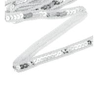 sourcing map 11 Yard Sequins Trim Ribbon 0.5 Inch Sequin Gimp Braid Trim Spangle Flat Sequins Paillette Fabric Flat Trims Strips for Crafts Sewing Clothes Home Party Decoration, Silver