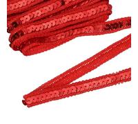 sourcing map 11 Yard Sequins Trim Ribbon 0.5 Inch Sequin Gimp Braid Trim Spangle Flat Sequins Paillette Fabric Flat Trims Strips for Crafts Sewing Clothes Home Party Decoration, Red