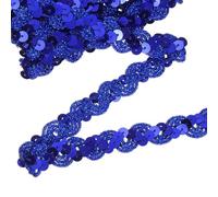 sourcing map 11 Yard Sequins Trim Ribbon 0.6 Inch Sequin Gimp Braid Trim Spangle Flat Sequins Paillette Fabric Flat Trims Strips for Crafts Sewing Clothes Home Party Decoration, Dark Blue