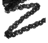 sourcing map 11 Yard Sequins Trim Ribbon 0.6 Inch Sequin Gimp Braid Trim Spangle Flat Sequins Paillette Fabric Flat Trims Strips for Crafts Sewing Clothes Home Party Decoration, Black