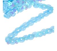 sourcing map 11 Yard Sequins Trim Ribbon 0.6 Inch Sequin Gimp Braid Trim Spangle Flat Sequins Paillette Fabric Flat Trims Strips for Crafts Sewing Clothes Home Party Decoration, Sky Blue