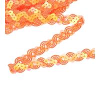 sourcing map 11 Yard Sequins Trim Ribbon 0.6 Inch Sequin Gimp Braid Trim Spangle Flat Sequins Paillette Fabric Flat Trims Strips for Crafts Sewing Clothes Home Party Decoration, Orange