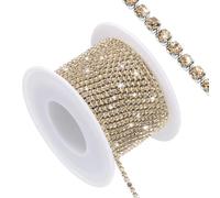Sourcing Map 11 Yard Yellow Crystal Rhinestone Close Chain Trim, Luxury Glam Solid Rhinestone Bling Sewing Embellishments for Jewelry Making, Formal & Everyday Occasions