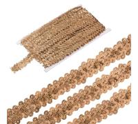 sourcing map 11 Yards 0.8 Inch Elastic Sequins Trim 2 Row Flat Sequin Strip Paillette Sequins Fabric Ribbon for Crafts DIY Sequin Fringe Sewing Golden