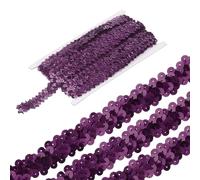 sourcing map 11 Yards 0.8 Inch Elastic Sequins Trim 2 Row Flat Sequin Strip Paillette Sequins Fabric Ribbon for Crafts DIY Sequin Fringe Sewing Burgundy Red