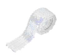 sourcing map 11 Yards 2 Inch Elastic Sequins Trim 5 Row Flat Sequin Strip Paillette Sequins Fabric Ribbon for Crafts DIY Sequin Fringe Sewing Multicolor White