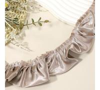 sourcing map 11 Yards 3D Pleated Chiffon Lace Trim 2" Satin Ruffle Ribbon Pleated Sewing Fabric Trim for Headwear Dress Bag Wedding Dress Home Decoration, Khaki