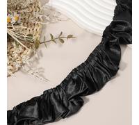 sourcing map 11 Yards 3D Pleated Chiffon Lace Trim 2" Satin Ruffle Ribbon Pleated Sewing Fabric Trim for Headwear Dress Bag Wedding Dress Home Decoration, Black