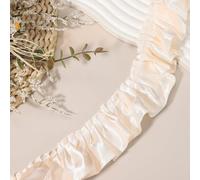 sourcing map 11 Yards 3D Pleated Chiffon Lace Trim 2" Satin Ruffle Ribbon Pleated Sewing Fabric Trim for Headwear Dress Bag Wedding Dress Home Decoration, Dark Beige