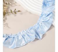 sourcing map 11 Yards 3D Pleated Chiffon Lace Trim 2" Satin Ruffle Ribbon Pleated Sewing Fabric Trim for Headwear Dress Bag Wedding Dress Home Decoration, Light Blue