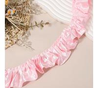 sourcing map 11 Yards 3D Pleated Chiffon Lace Trim 2" Satin Ruffle Ribbon Pleated Sewing Fabric Trim for Headwear Dress Bag Wedding Dress Home Decoration, Cherry Pink