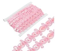 sourcing map 11 Yards Braid Trim, 0.8 Inch Sequins Beaded Lace Trim Sequin Braid Strip Paillette Ribbon for Crafts, Embellishments, DIY Sewing Costume, Light Pink