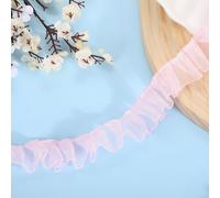Sourcing Map 11 Yards Pink Ruffle Lace Trim Ribbon, 2.5cm/1" Pleated Organza Lace Edge Trim, Polyester, Formal Occasion, Classic Style, Ruffle Pattern